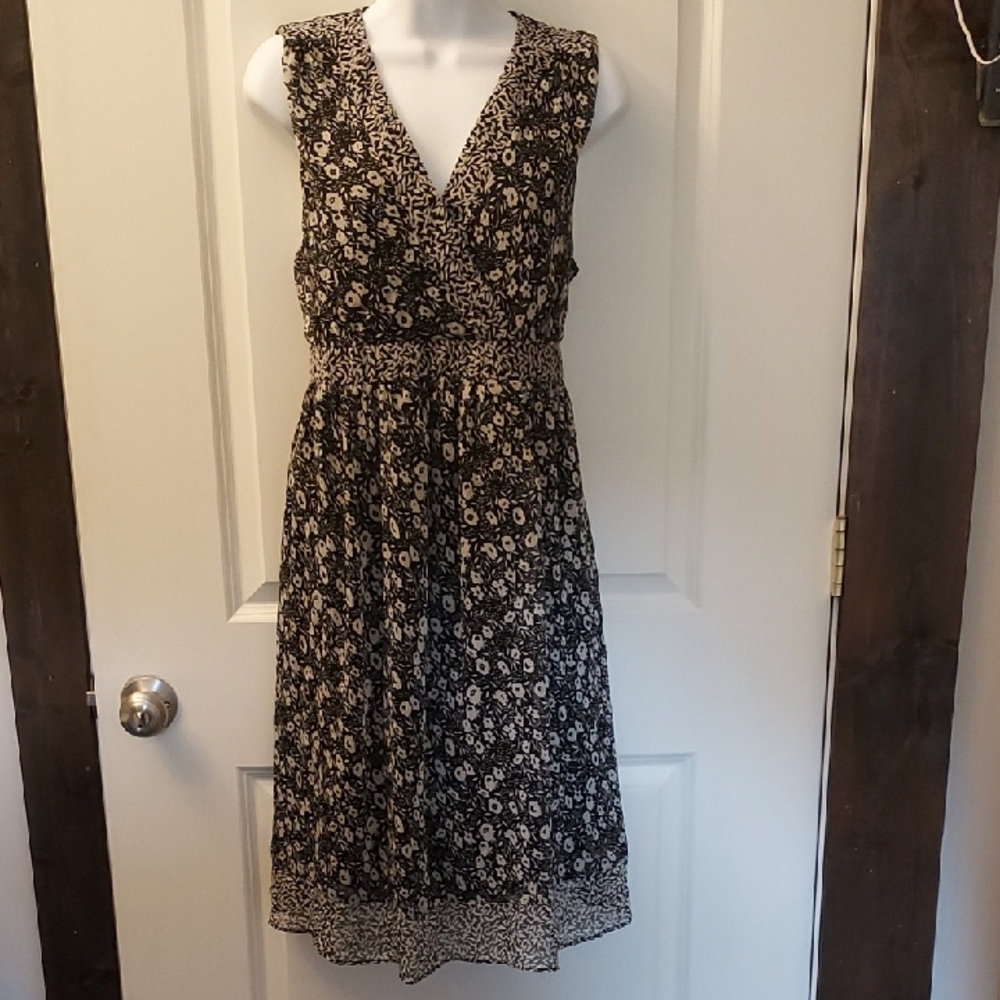 Motherhood Maternity Black and Cream Floral Midi Dress